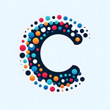 AI Generate of Logo Letter C created using random color dots