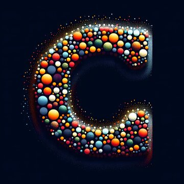 AI Generate of Logo Letter C created using random color dots