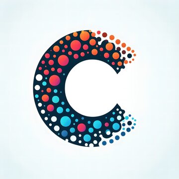 AI Generate of Logo Letter C created using random color dots