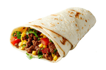 Wall Mural - Delicious Beef Burrito with Corn, Tomato, and Cheese