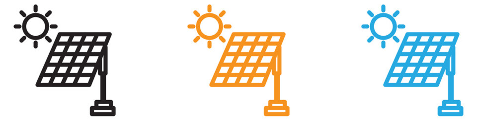 Poster - Solar panels vector logo set collection for web app ui