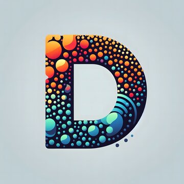 AI Generate of Logo Letter D created using random color dots