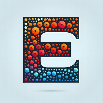 AI Generate of Logo Letter E created using random color dots