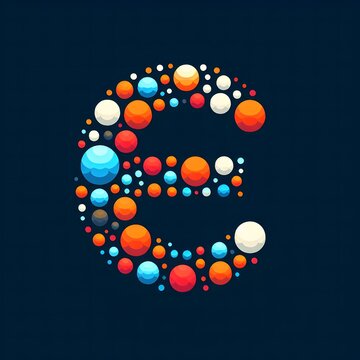 AI Generate of Logo Letter E created using random color dots