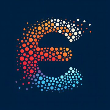 AI Generate of Logo Letter E created using random color dots