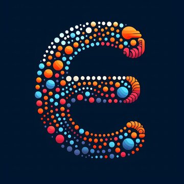 AI Generate of Logo Letter E created using random color dots