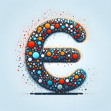 AI Generate of Logo Letter E created using random color dots