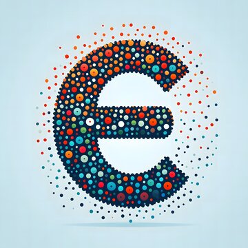 AI Generate of Logo Letter E created using random color dots