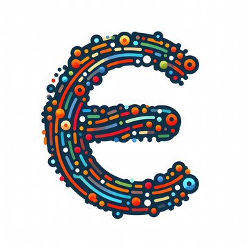 AI Generate of Logo Letter E created using random color dots