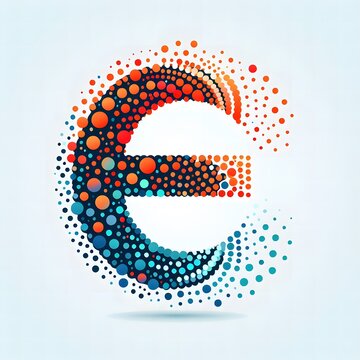 AI Generate of Logo Letter E created using random color dots