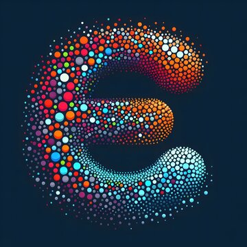 AI Generate of Logo Letter E created using random color dots