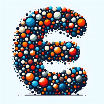 AI Generate of Logo Letter E created using random color dots