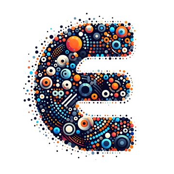 AI Generate of Logo Letter E created using random color dots
