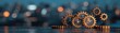© Bantita - Floating clock gears above a futuristic city, steampunk time management, sci-fi fantasy