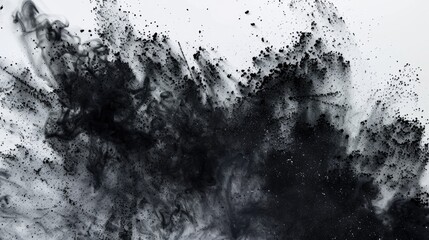 Aufkleber - Charcoal particles and black powder on white background in abstract motion