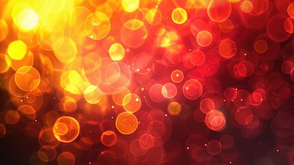 Aufkleber - Circular Bokeh Background with Yellow and Red Light Reflections