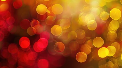 Aufkleber - Circular Bokeh Background with Yellow and Red Light Reflections
