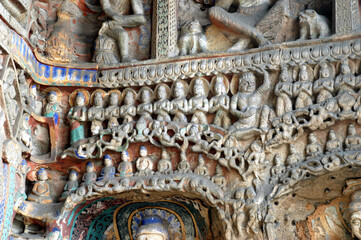 Wall Mural - The Yungang Grottoes in Shanxi Province, China, began to be excavated during the Northern Wei Dynasty and lasted about 150 years, with more than 59,000 stone statues. World Cultural Heritage.
