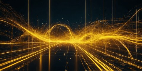 yellow light trail futuristic particles backdrop neura background