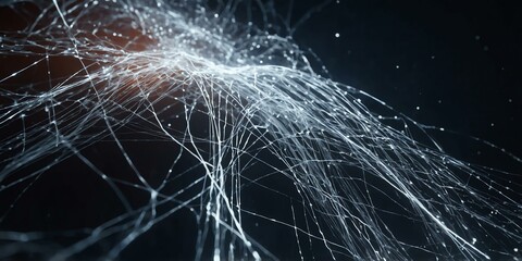 Wall Mural - white light trail futuristic particles backdrop neural background