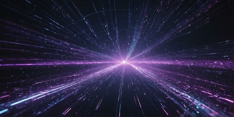 Wall Mural - purple light trail futuristic particles backdrop neura background
