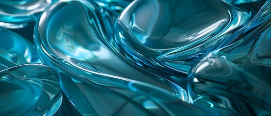 Poster - Wavy curved glass shapes luxury background