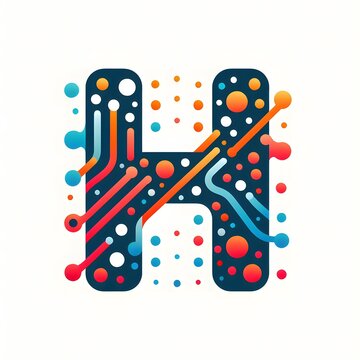AI Generate of Logo Letter H created using random color dots