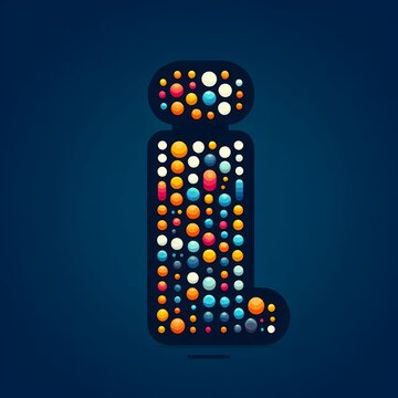 AI Generate of Logo Letter I created using random color dots