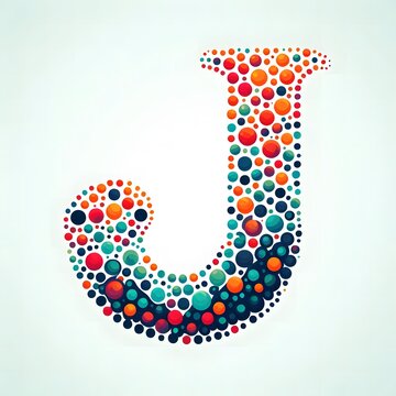 AI Generate of Logo Letter J created using random color dots