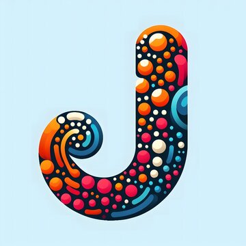 AI Generate of Logo Letter J created using random color dots