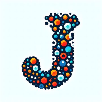 AI Generate of Logo Letter J created using random color dots