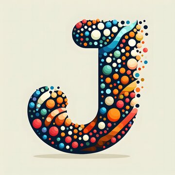 AI Generate of Logo Letter J created using random color dots