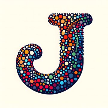 AI Generate of Logo Letter J created using random color dots