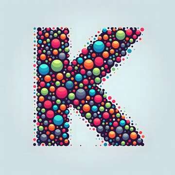 AI Generate of Logo Letter K created using random color dots