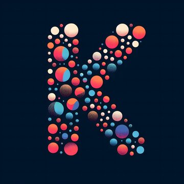 AI Generate of Logo Letter K created using random color dots