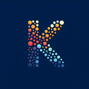 AI Generate of Logo Letter K created using random color dots