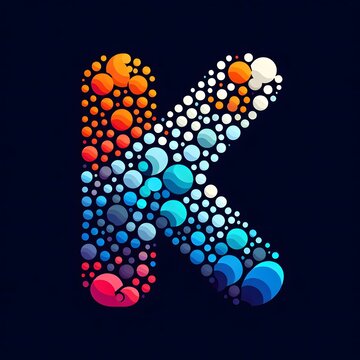 AI Generate of Logo Letter K created using random color dots