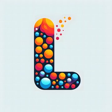 AI Generate of Logo Letter L created using random color dots