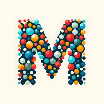 AI Generate of Logo Letter M created using random color dots