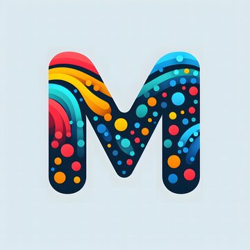 AI Generate of Logo Letter M created using random color dots