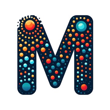 AI Generate of Logo Letter M created using random color dots