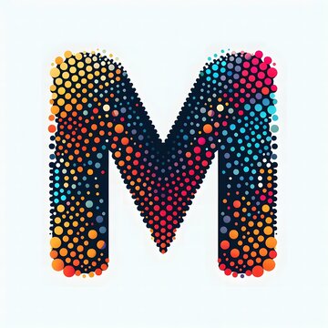 AI Generate of Logo Letter M created using random color dots