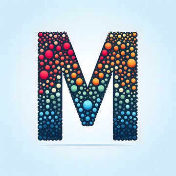 AI Generate of Logo Letter M created using random color dots