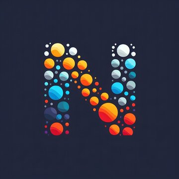 AI Generate of Logo Letter N created using random color dots