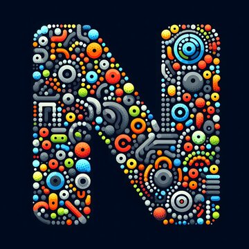 AI Generate of Logo Letter N created using random color dots