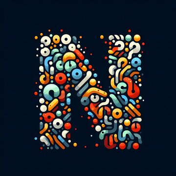 AI Generate of Logo Letter N created using random color dots