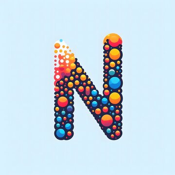 AI Generate of Logo Letter N created using random color dots