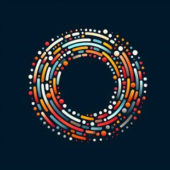 Poster - AI Generate of Logo Letter O created using random color dots