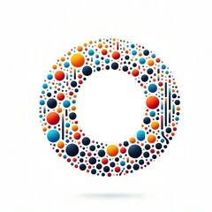 Poster - AI Generate of Logo Letter O created using random color dots