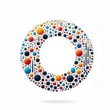 AI Generate of Logo Letter O created using random color dots